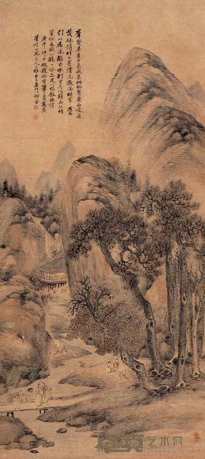 杨柳谷 庚午（1930年）作 松山雅集图 轴 109×49cm